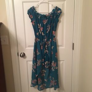 Teal/Floral High-Low Romper